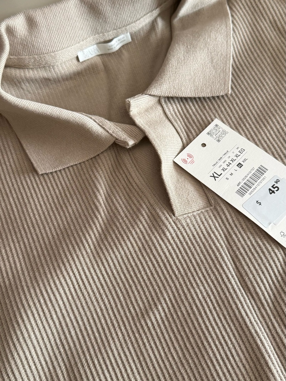 Ribbed men’s Polo - Beige